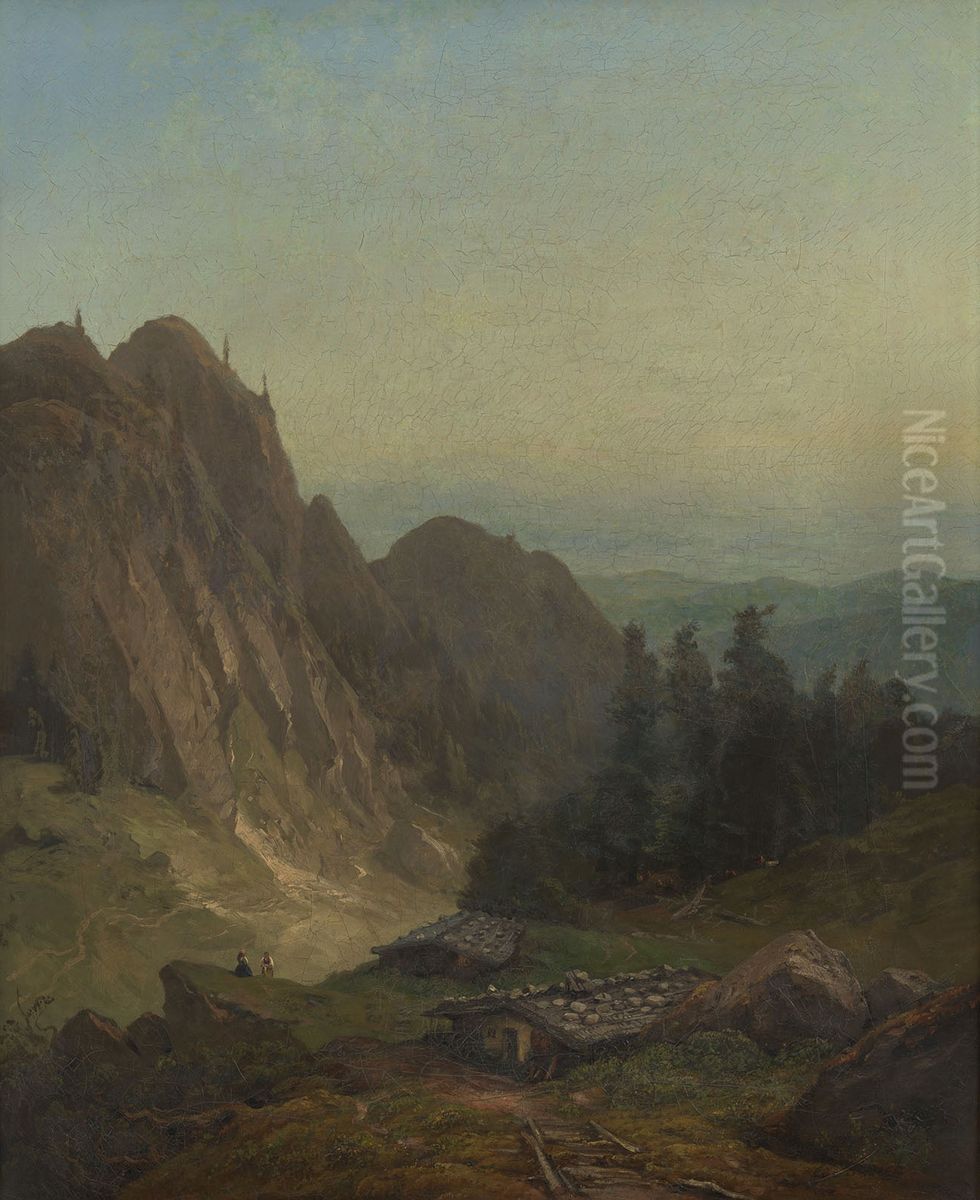 A View in the Tyrol Oil Painting by Eduard Schleich the Elder A View in the Tyrol Oil Painting by Eduard Schleich the Elder