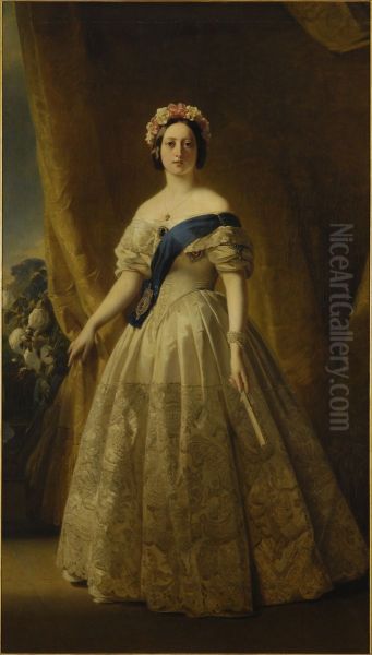 Victoria van het Verenigd Koninkrijk(1819-1901) Oil Painting by Franz Xavier Winterhalter