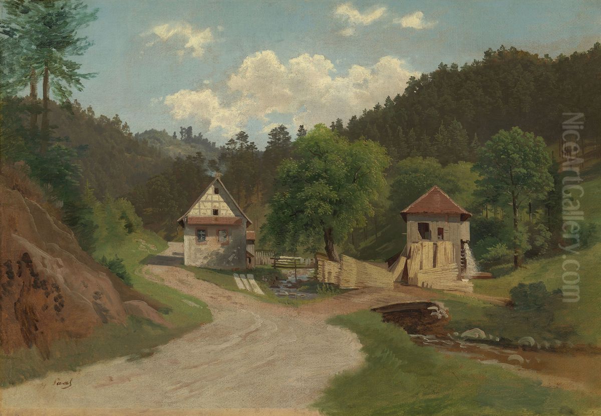 Sawmill at Oberbehren Oil Painting by Georg Saal