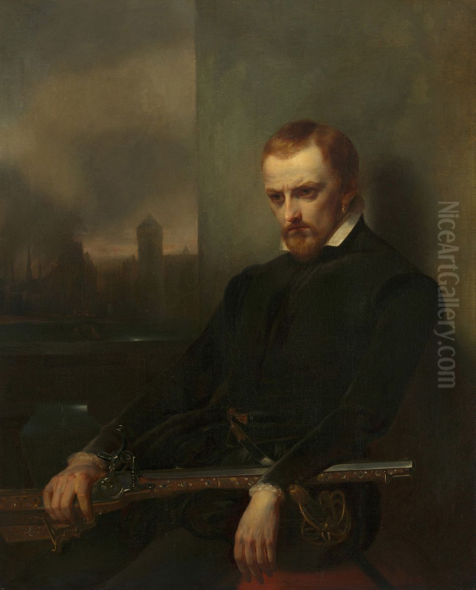 Charles IX of France (1550-74) on the Night of the Massacre of St Bartholomew Oil Painting by Paul Emil Jacobs