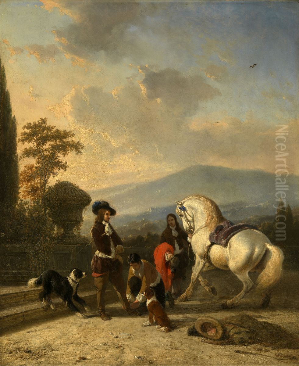 Le Depart pour la Chasse Oil Painting by Joseph Moerenhout