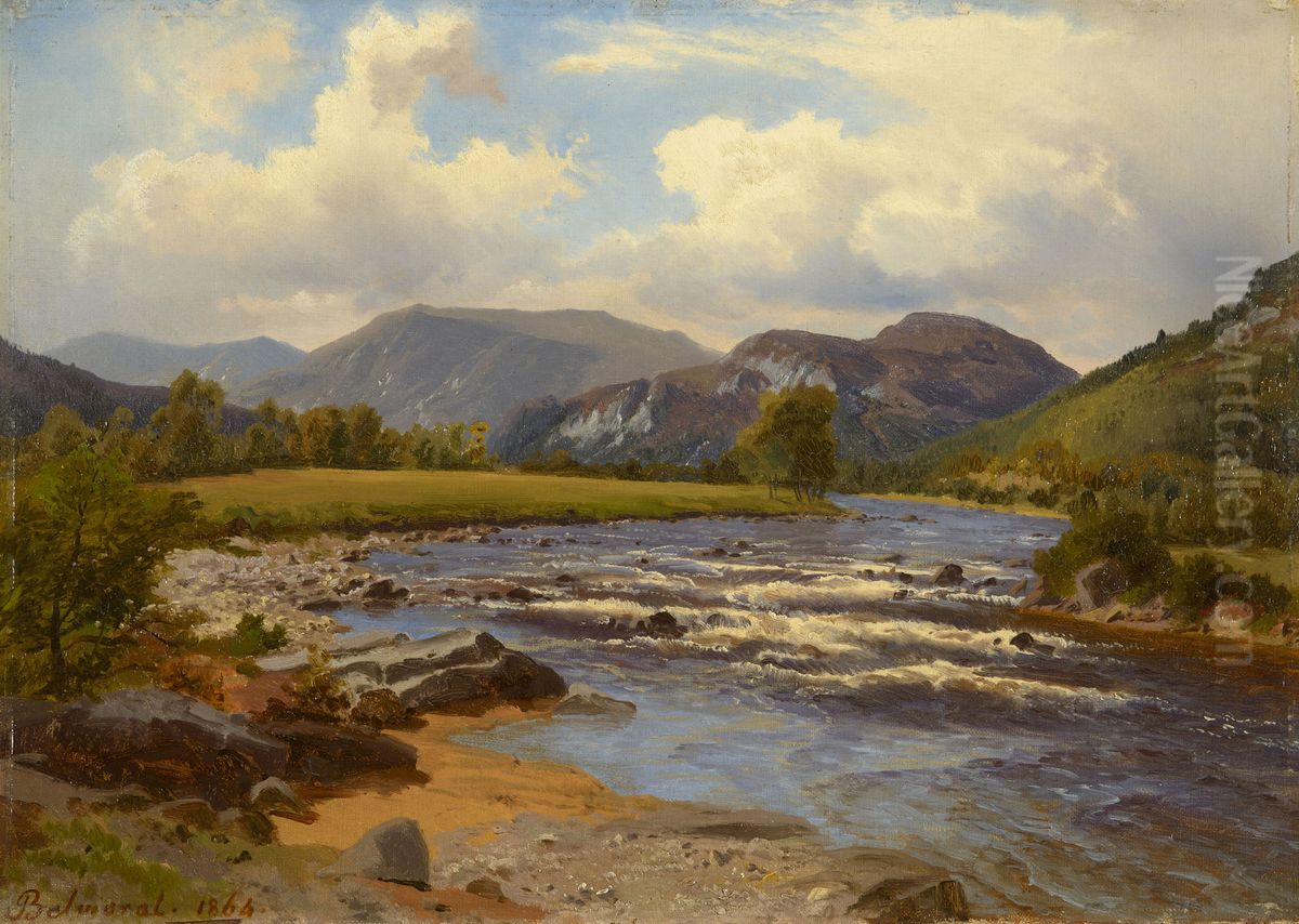 A View on the Dee Oil Painting by August Becker