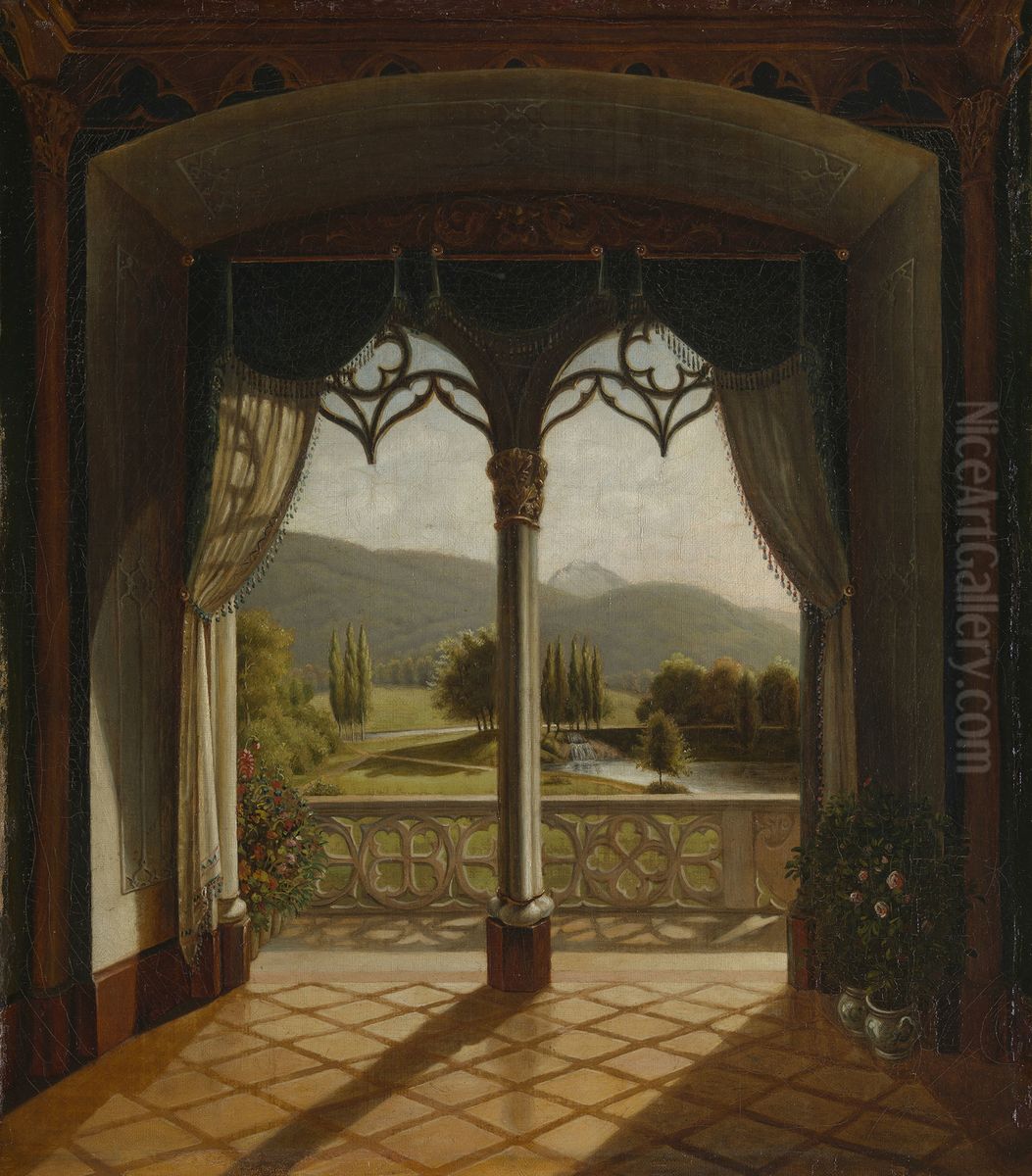 A View from the Window of the Duke's Drawing-Room at Reinhardsbrunn Oil Painting by Percy Carpenter A View from the Window of the Duke's Drawing-Room at Reinhardsbrunn Oil Painting by Percy Carpenter