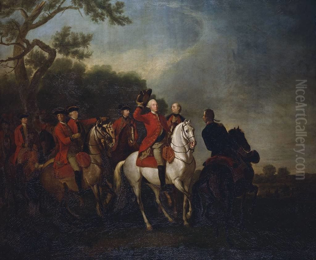 George III at a Review Oil Painting by Martin Ferdinand Quadal