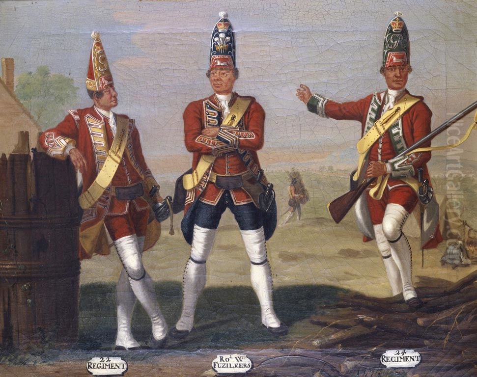 Grenadiers, 22nd and 24th Regiments of Foot, and 23rd Royal Welch Fusiliers, 1751 Oil Painting by David Morier