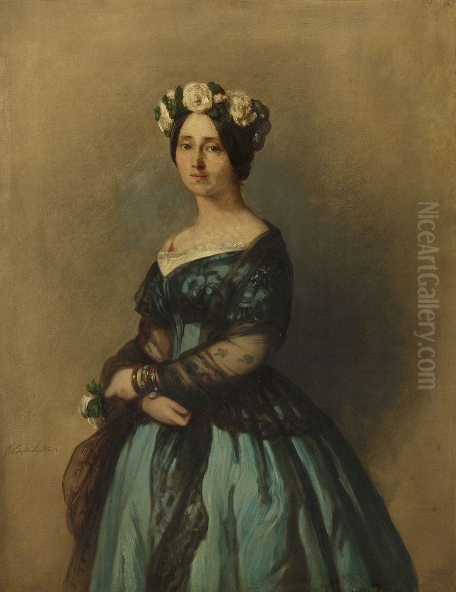 Augusta of Saxe-Weimar, Princess of Prussia, later Queen of Prussia and German Empress (1811-90) Oil Painting by Franz Xavier Winterhalter