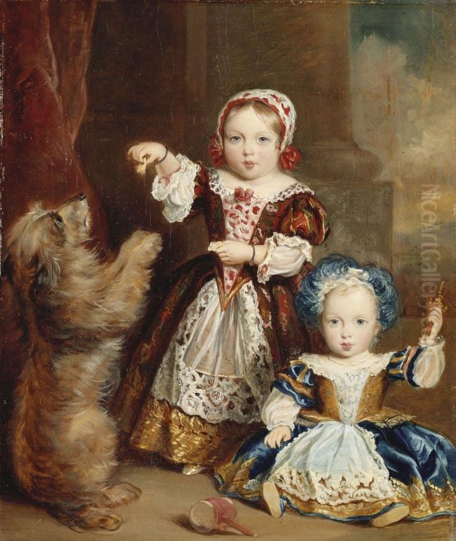 Victoria, Princess Royal, with Albert Edward, Prince of Wales Oil Painting by Thomas Musgrave Joy