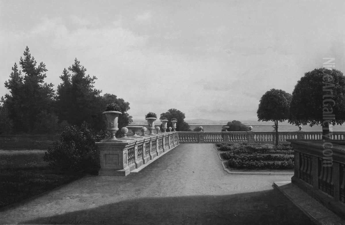 the Upper Terrace Oil Painting by August Becker