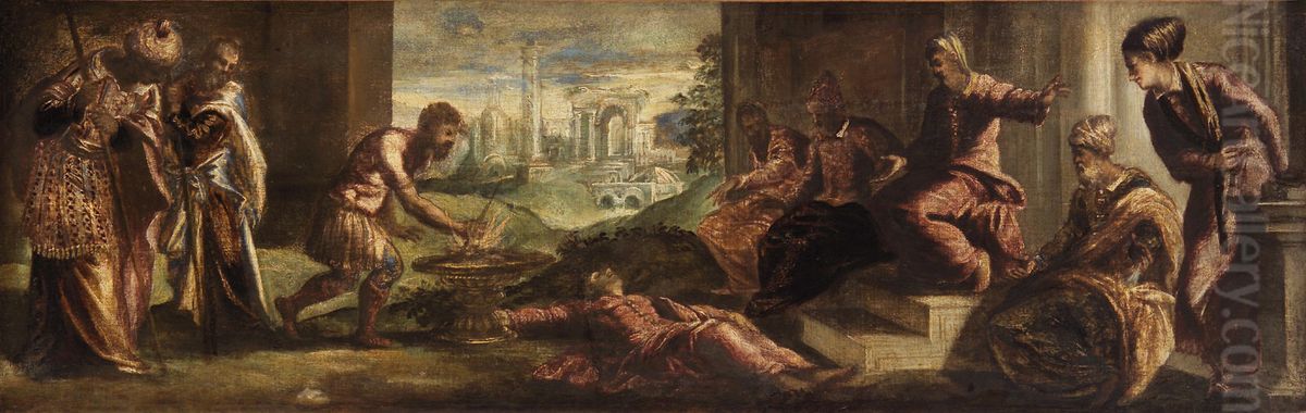 Mucius Scaevola vor Porsenna Oil Painting by Jacopo Tintoretto