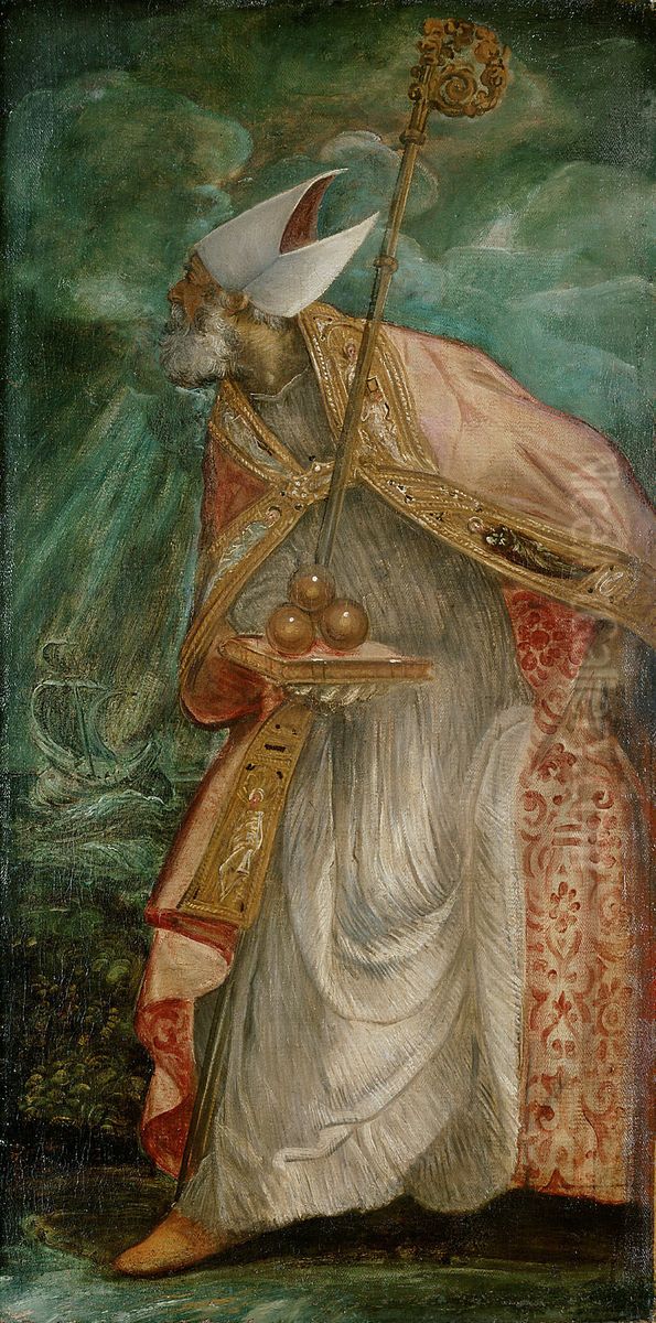 St Nicholas of Bari Oil Painting by Jacopo Tintoretto