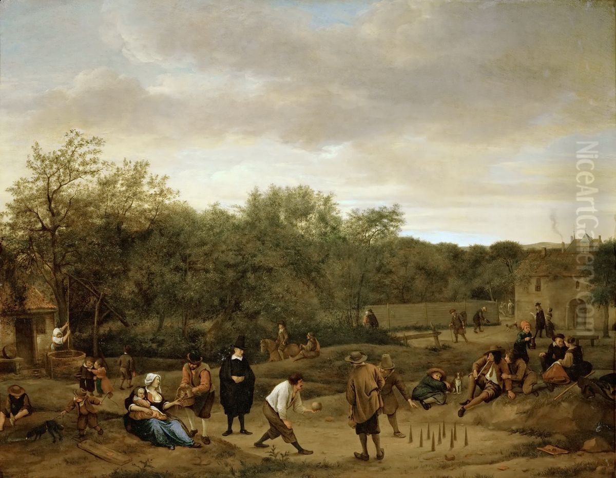 Bauern beim Kegelspiel Oil Painting by Jan Steen