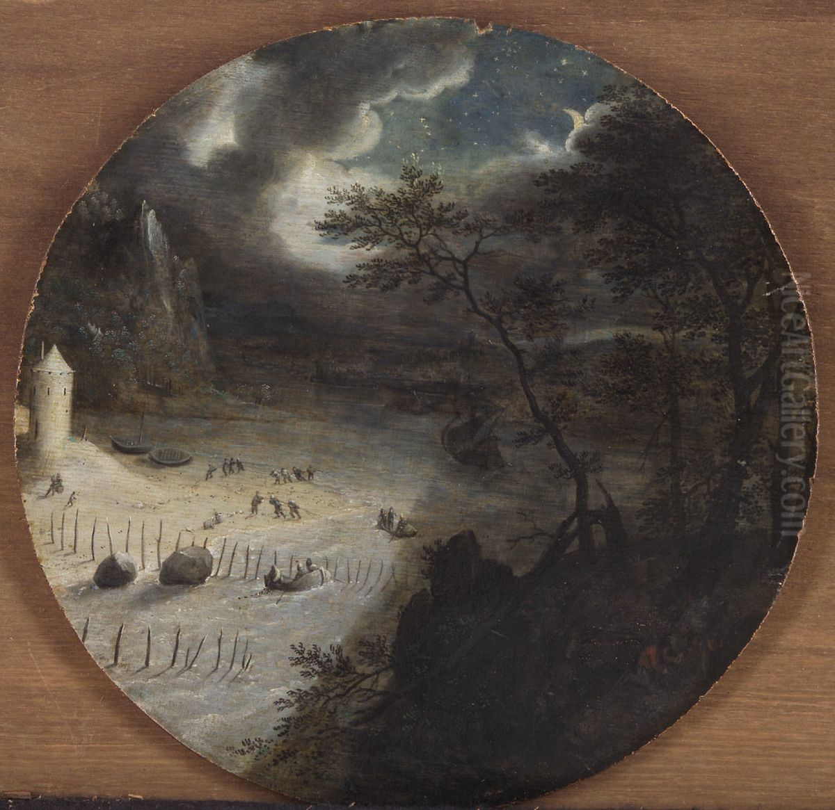 Fishing at Night Oil Painting by Pieter Stevens