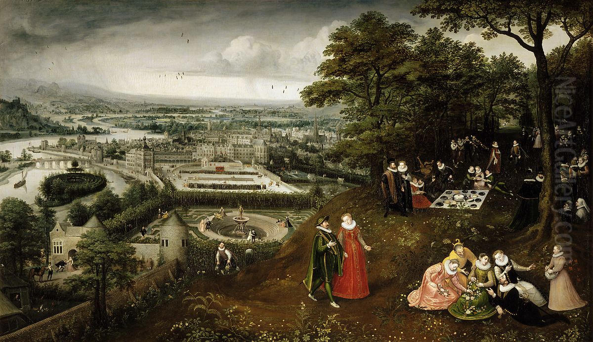 Spring Landscape (Representation of the month of May) Oil Painting by Lucas van Valckenborch