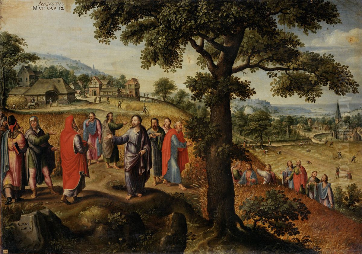 Christ defends the plucking of the ears of grain on the Sabbath (August) Oil Painting by Marten van Valckenborch