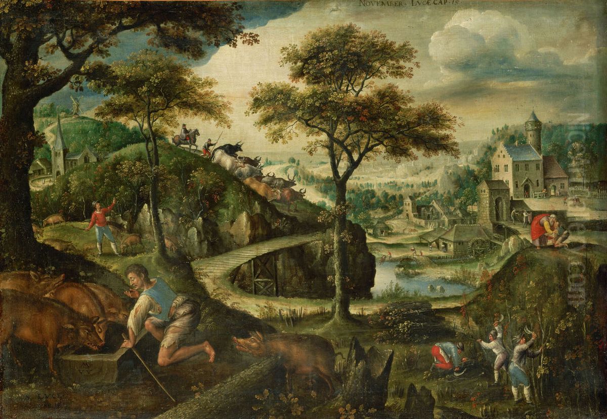 Parable of the prodigal son (November) Oil Painting by Marten van Valckenborch