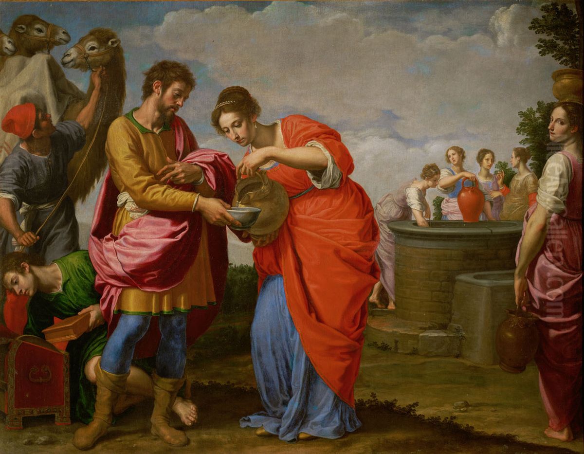 Rebekka und Elieser am Brunnen Oil Painting by Ottavio Vannini