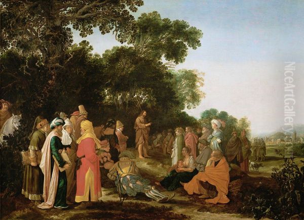 Predigt Johannes des Taufers Oil Painting by Esaias Van De Velde