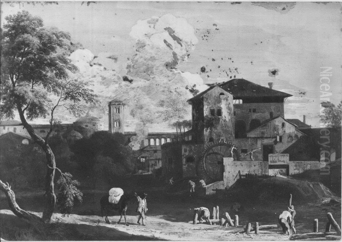 Landscape with a Sawmill Oil Painting by Marco Ricci