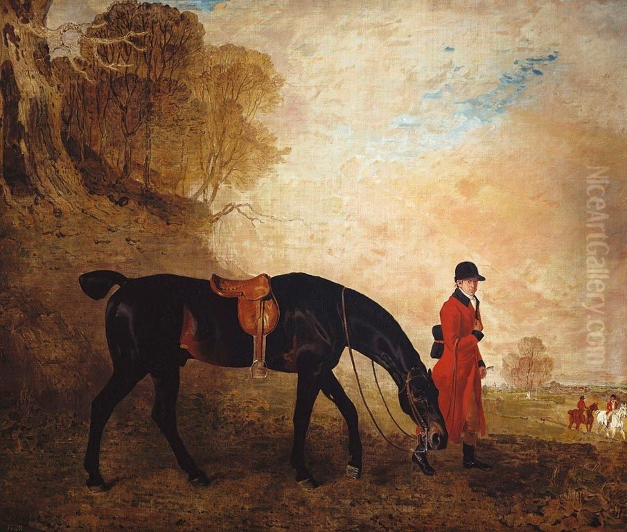 'Curricle' with a Huntsman Oil Painting by Benjamin Marshall
