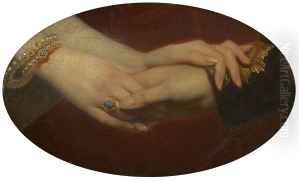 The Linked Hands of Queen Victoria (1819-1901) and Prince Albert (1819-61) Oil Painting by Franz Xavier Winterhalter