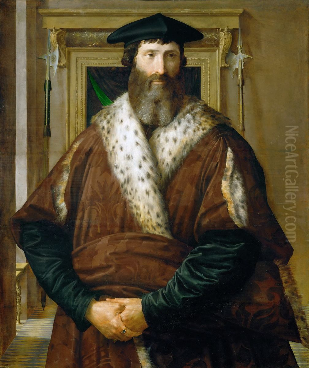 Portrait of a Man (CondottiereMalatesta Baglioni?) Oil Painting by Parmigianino