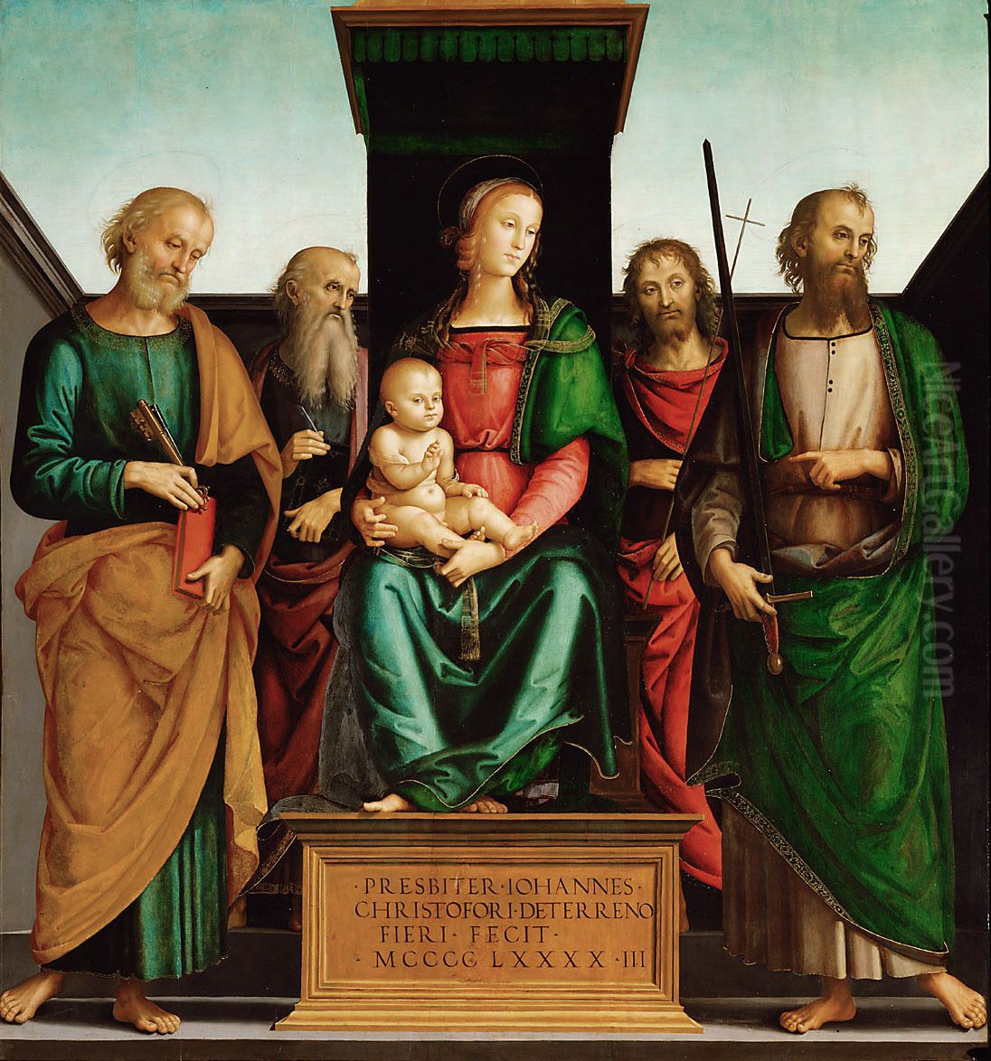 Mary with Child and Four Saints Oil Painting by Pietro Vannucci Perugino