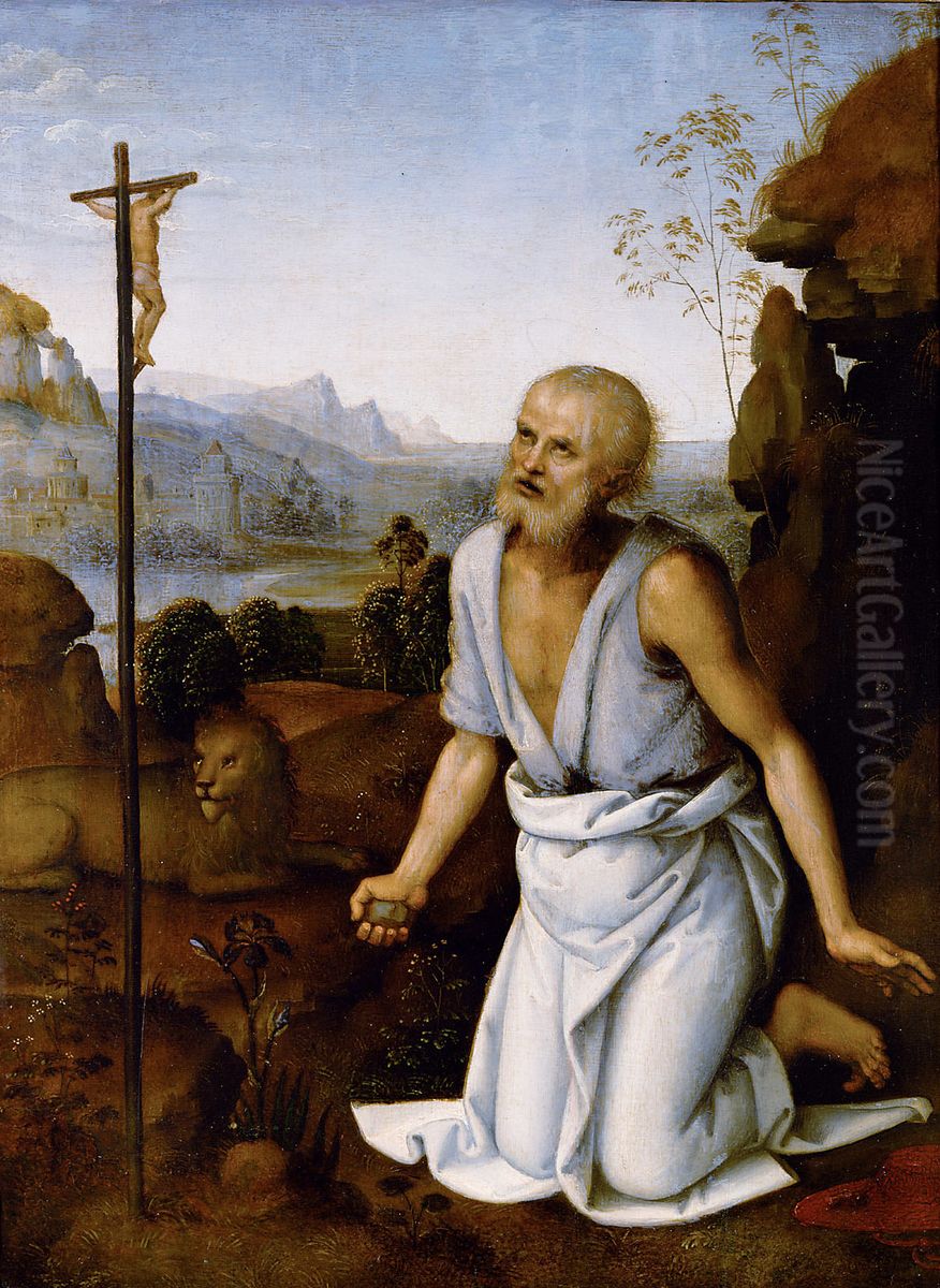 Bussender Hl. Hieronymus Oil Painting by Pietro Vannucci Perugino