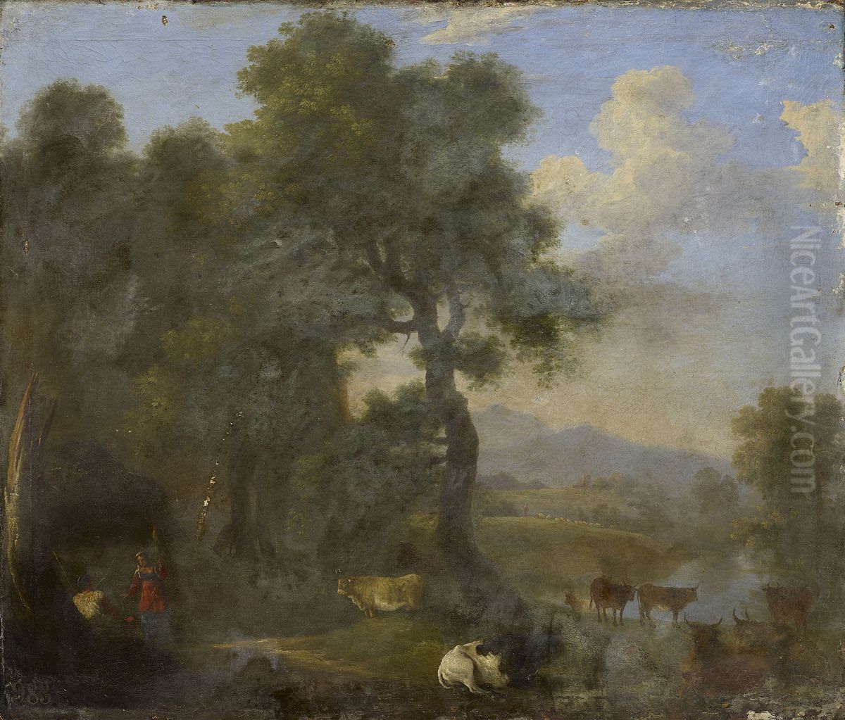 Landscape with Cattle Oil Painting by Herman Van Swanevelt
