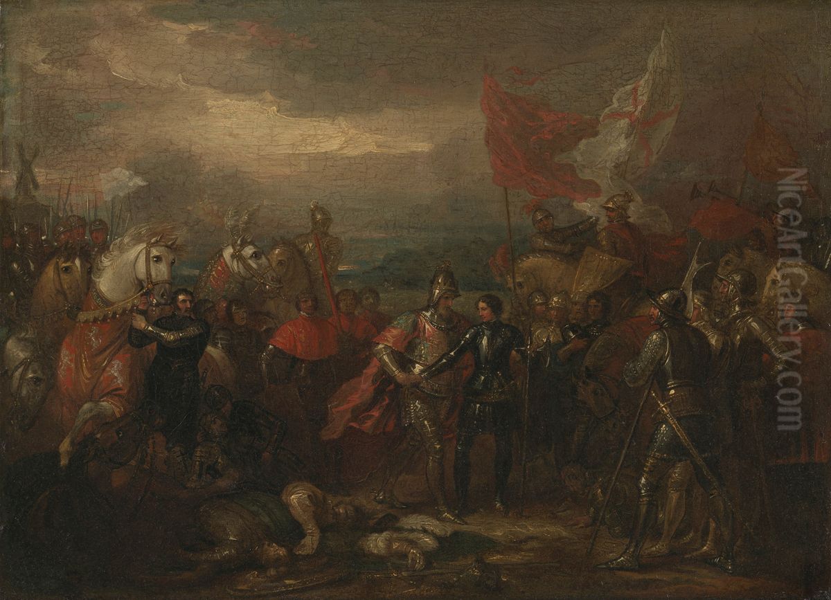 Edward III with the Black Prince after the Battle of Crecy Oil Painting by Benjamin West