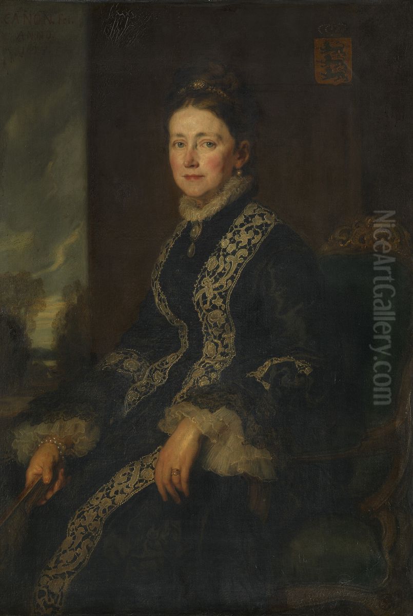 Louise, Queen of Denmark (1817-1898) Oil Painting by Hans (Johann von Strasiripka) Canon