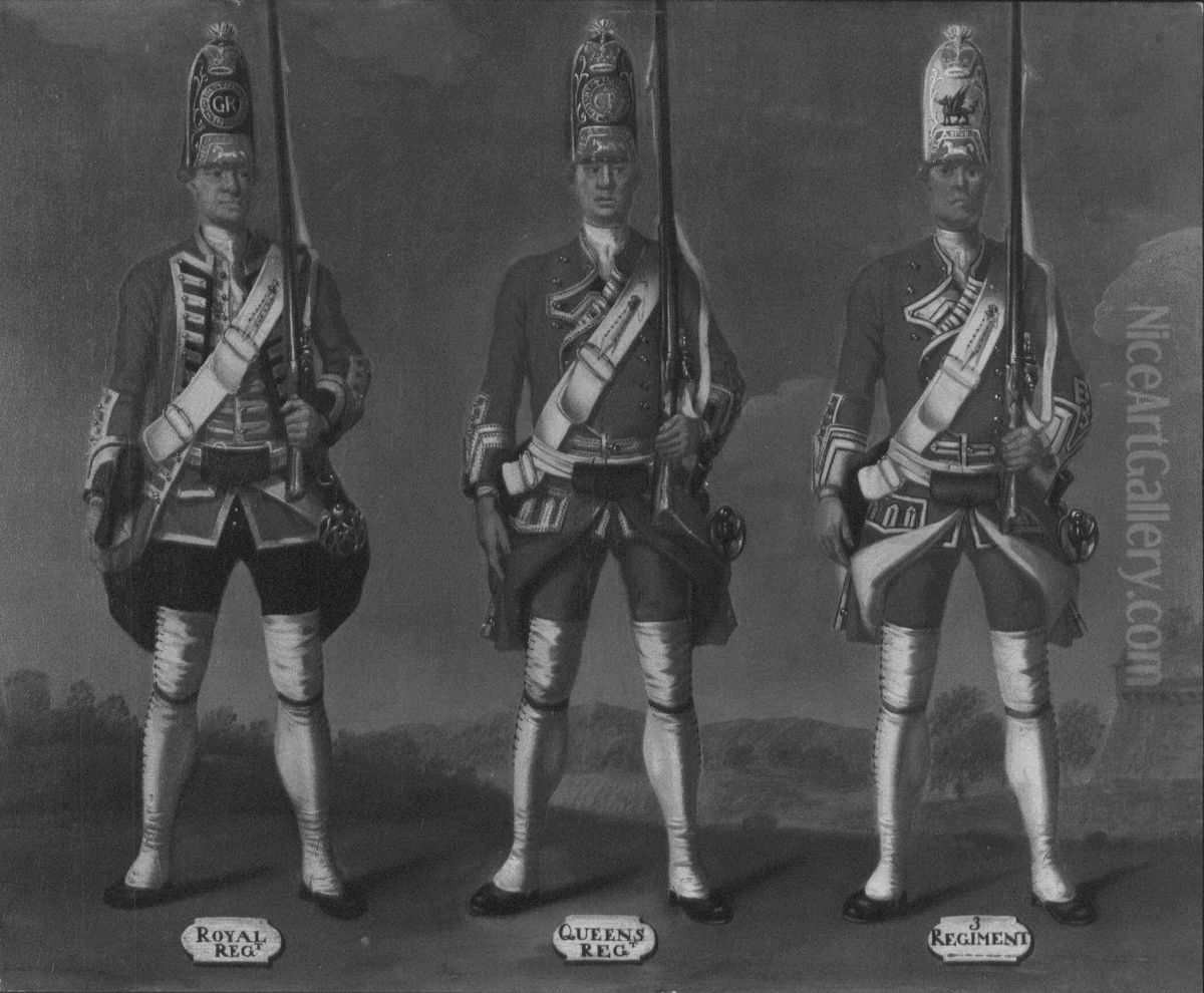 Grenadiers, 1st Royal, 2nd Queen's and 3rd Regiments of Foot, 1751 Oil Painting by David Morier