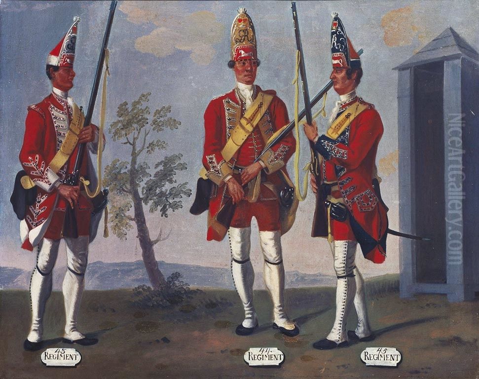 Grenadiers, 43rd, 44th and 45th Regiments of Foot, 1751 Oil Painting by David Morier