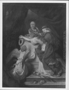 An Angel and two Girls Decorating a Bust of Prince Albert, Prince Consort