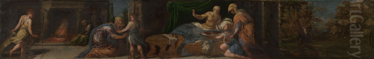 Isaac Blessing Jacob Oil Painting by Andrea Schiavone