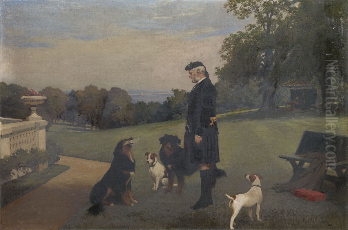 John Brown (1827-1883) with dogs at Osborne Oil Painting by Charles Burton Barber