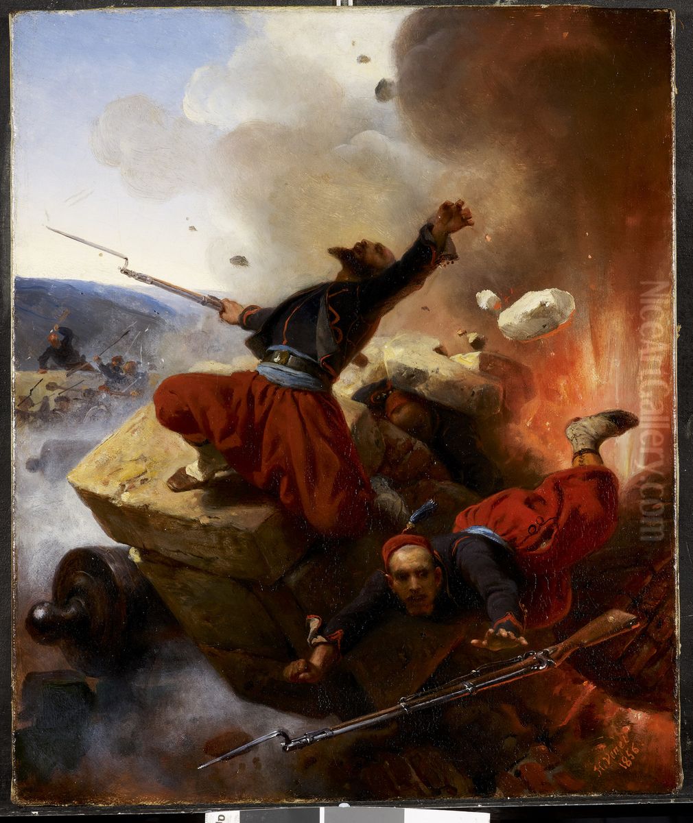 Zouaves at the Malakoff Oil Painting by Horace Vernet