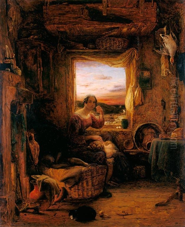 The Interior of an English Cottage Oil Painting by William Mulready