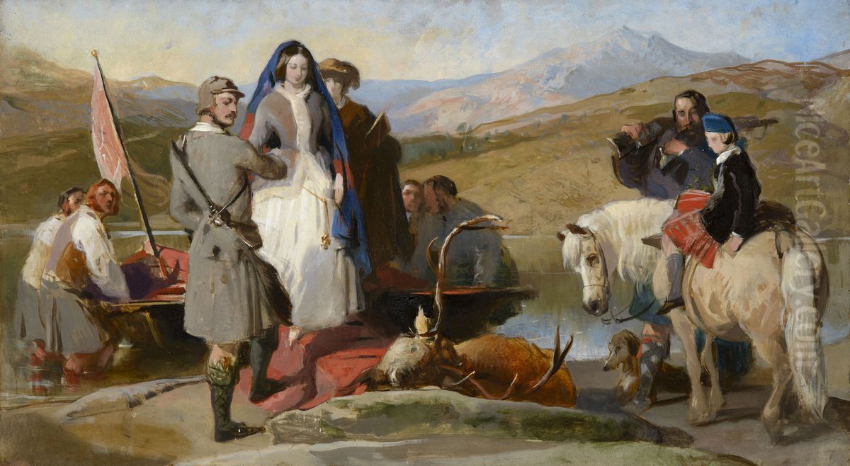 Queen Victoria landing at Loch Muick Oil Painting by Sir Edwin Henry Landseer