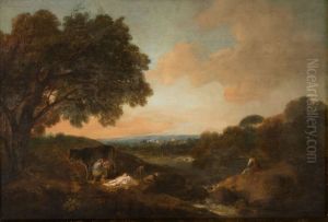 Landscape with a Sleeping Child and a Woman Milking a Cow