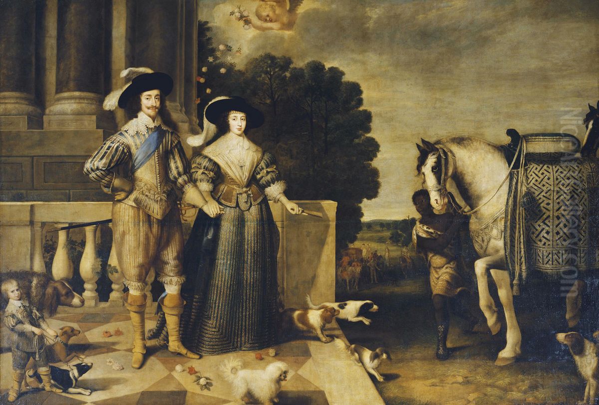 Charles I and Henrietta Maria Departing for the Chase Oil Painting by Daniel Mijtens