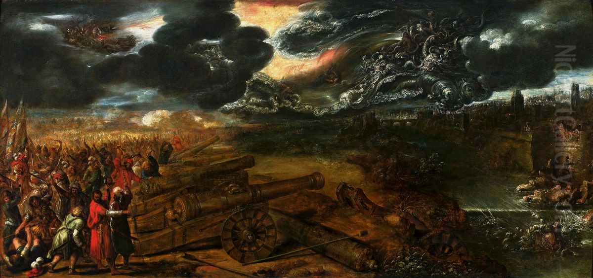 Siege of Troy - the final battle Oil Painting by Adam van Noort