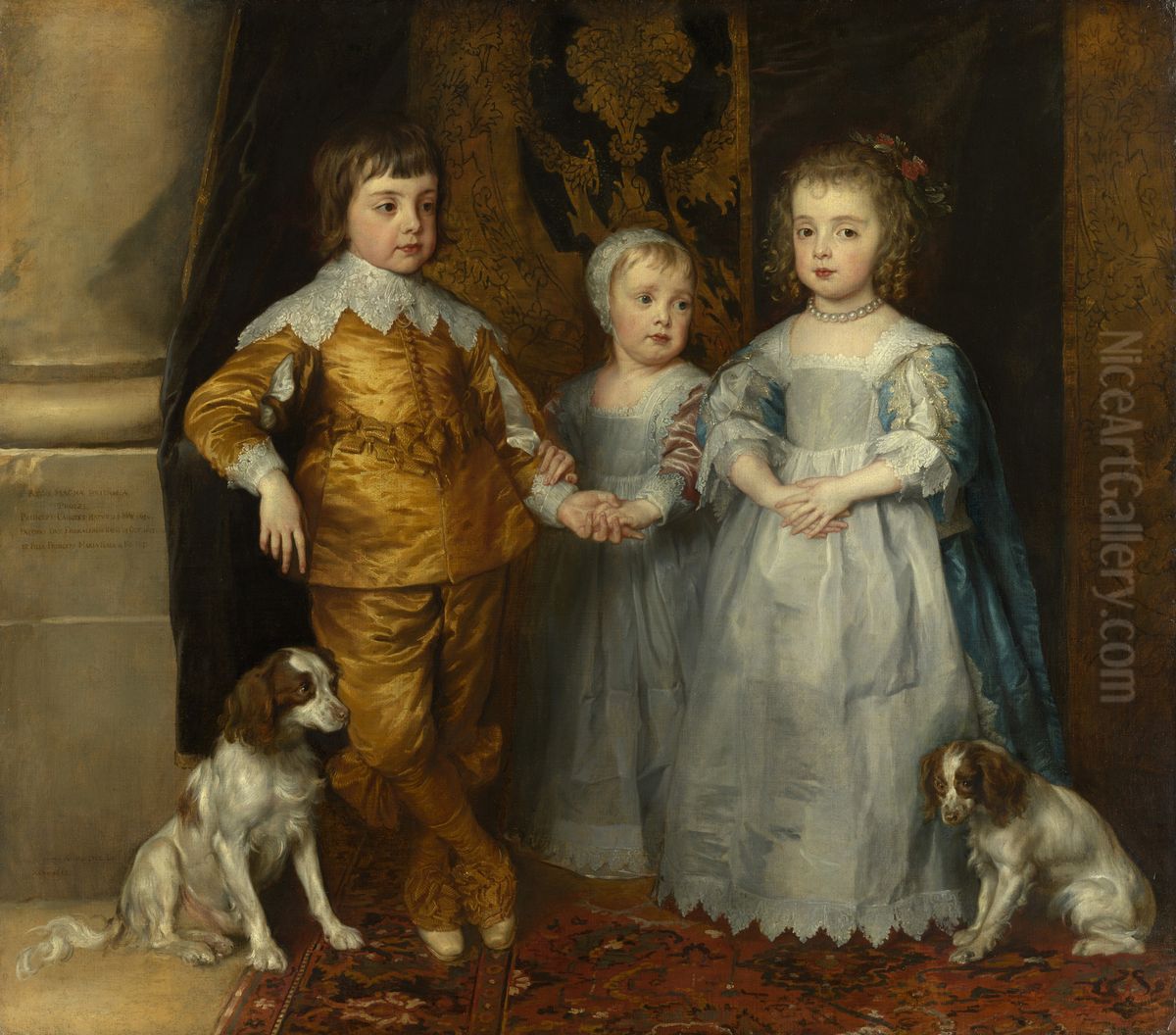 The Three Eldest Children of Charles I Oil Painting by Sir Anthony Van Dyck
