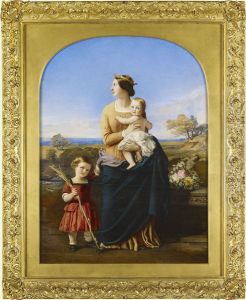 Queen Victoria (1819-1901) with Prince Alfred (1844-1900) and Princess Helena (1846-1923)