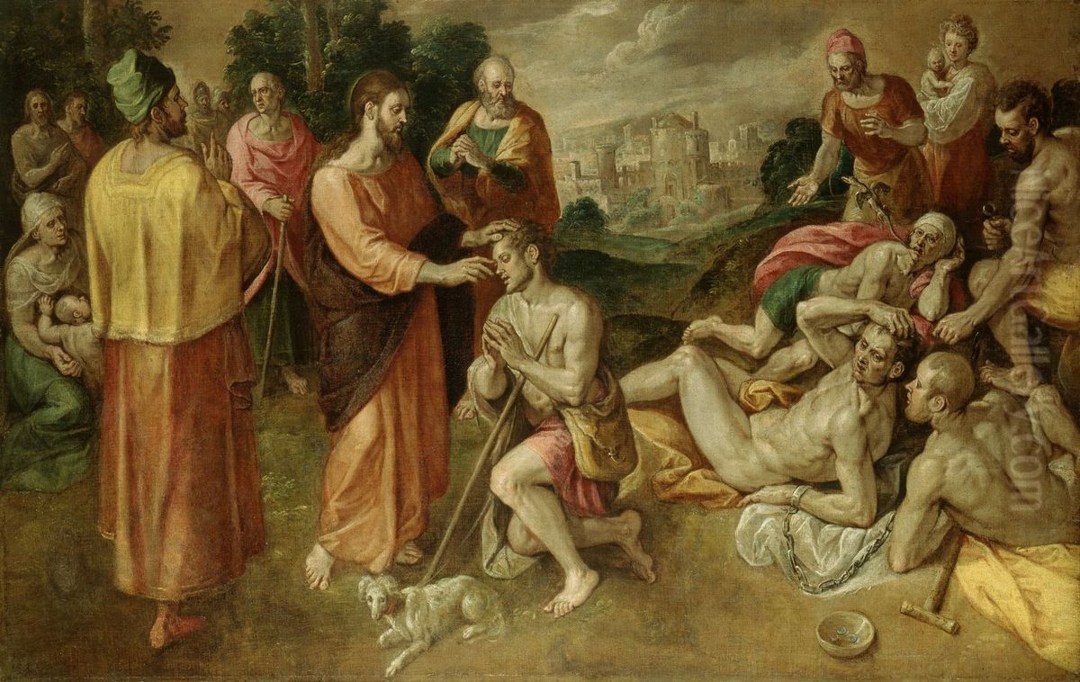 Christ Healing the Sick Oil Painting by Chrispijn van den Broeck
