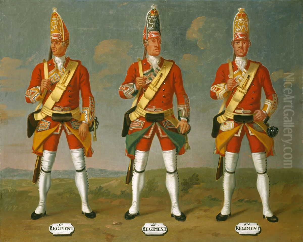 Grenadiers, 10th, 11th and 12th Regiments of Foot, 1751 Oil Painting by David Morier