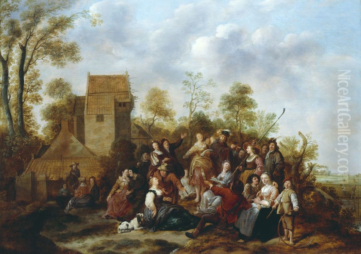 Peasants Merrymaking out of Doors Oil Painting by Jan Miense Molenaer