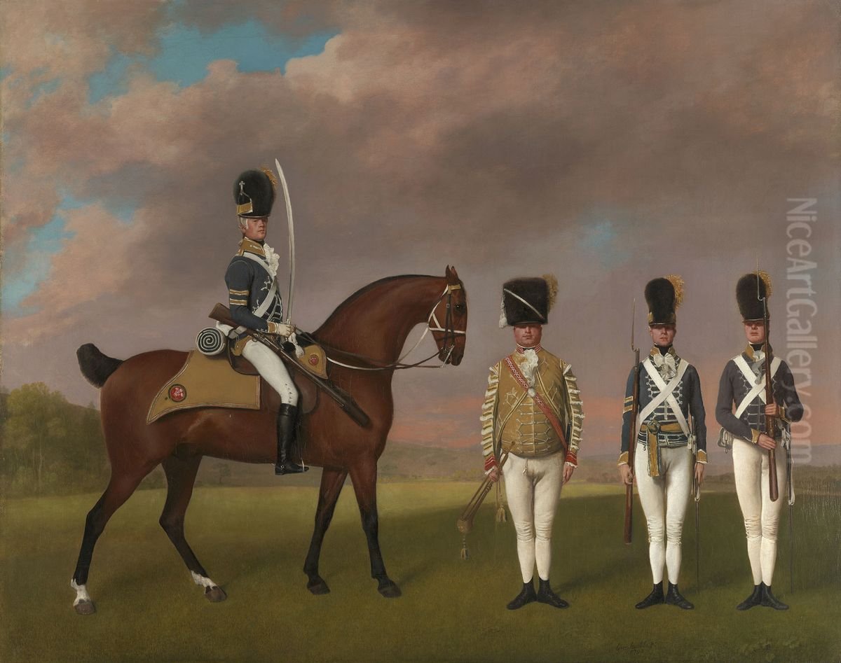 Soldiers of the 10th Light Dragoons Oil Painting by George Stubbs