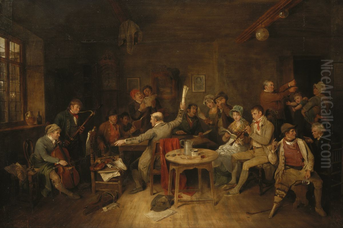Village Choristers Rehearsing an Anthem for Sunday Oil Painting by Edward Bird
