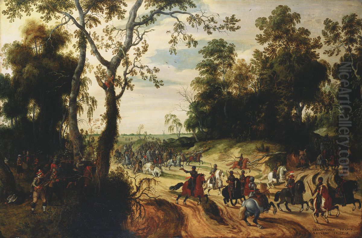 An Ambush Oil Painting by Sebastiaen Vrancx