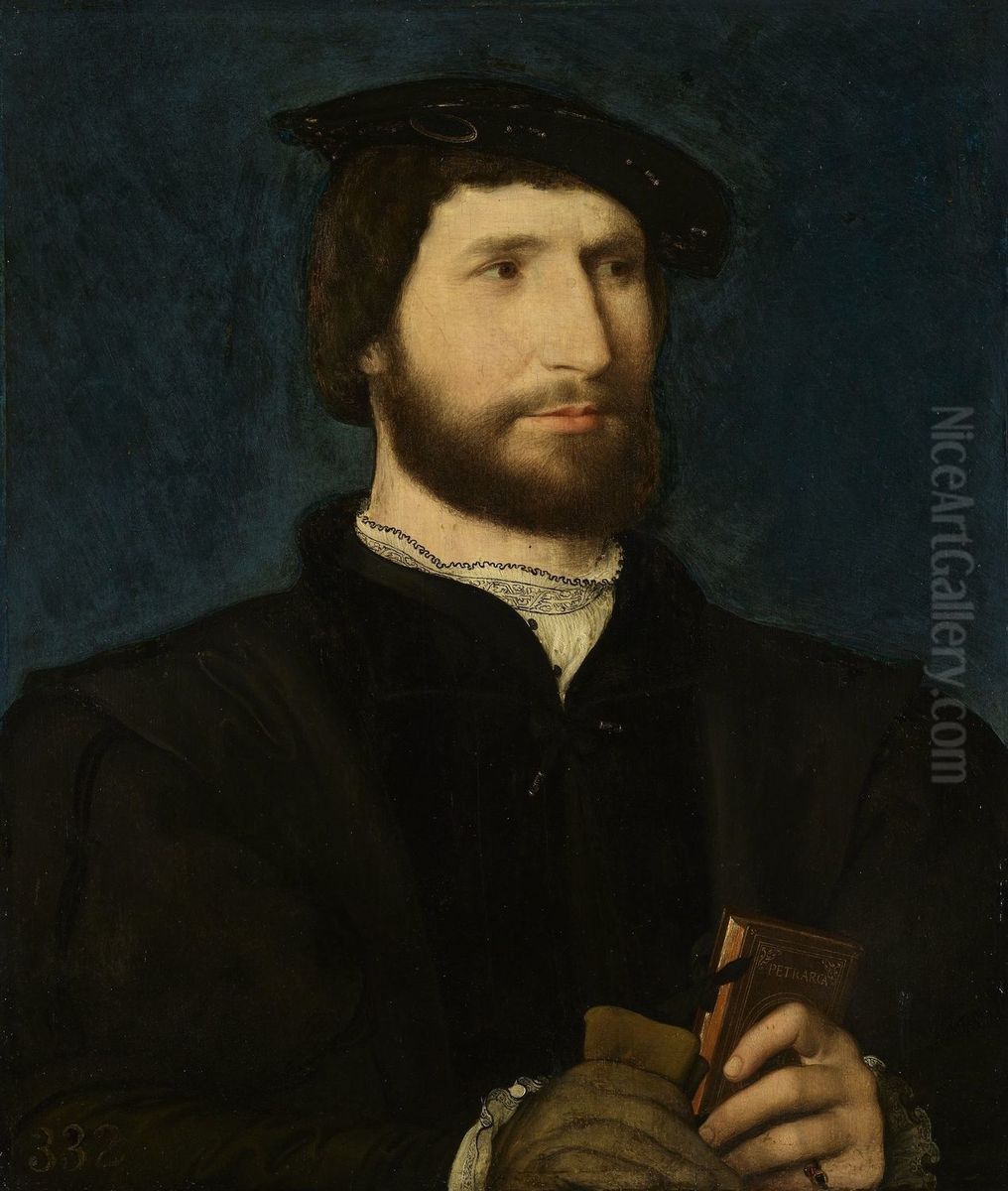Portrait of a Man Holding a Volume of Petrarch Oil Painting by Jean Clouet